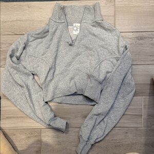 Gray cropped  Quarter-Zip Women's Top offline aerie